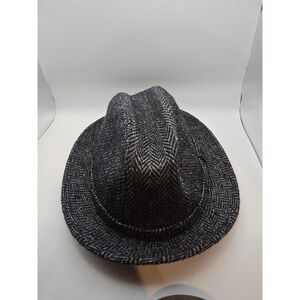 Dorfman Pacific Vintage Gray Herringbone‎ Fedora Wool Blend Men's Large